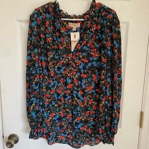 Philosophy Floral Blouse - Black, Red, Blue